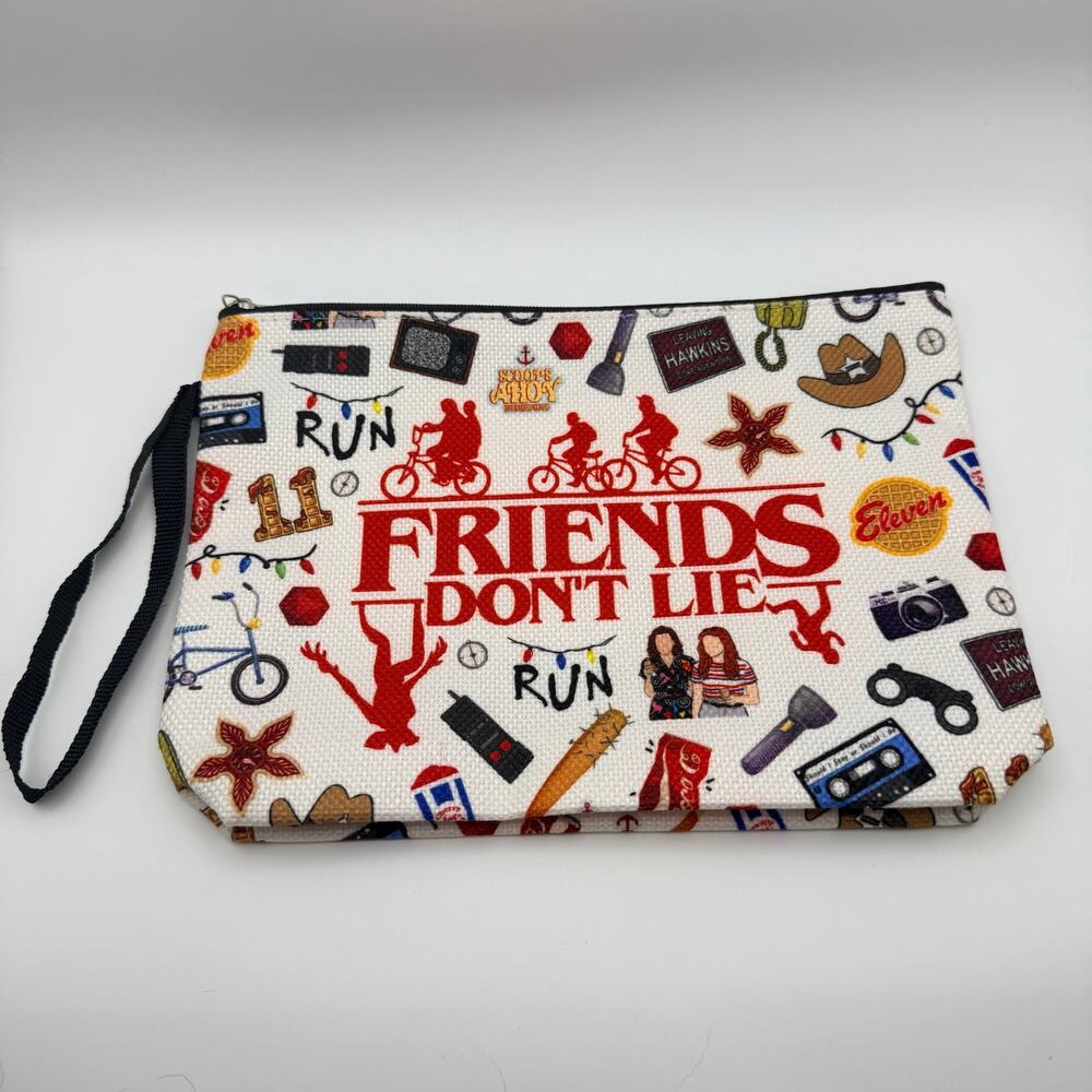 Stranger Things Friends Don't Lie Hawkins Eleven 011 Wristlet Zipper Pouch